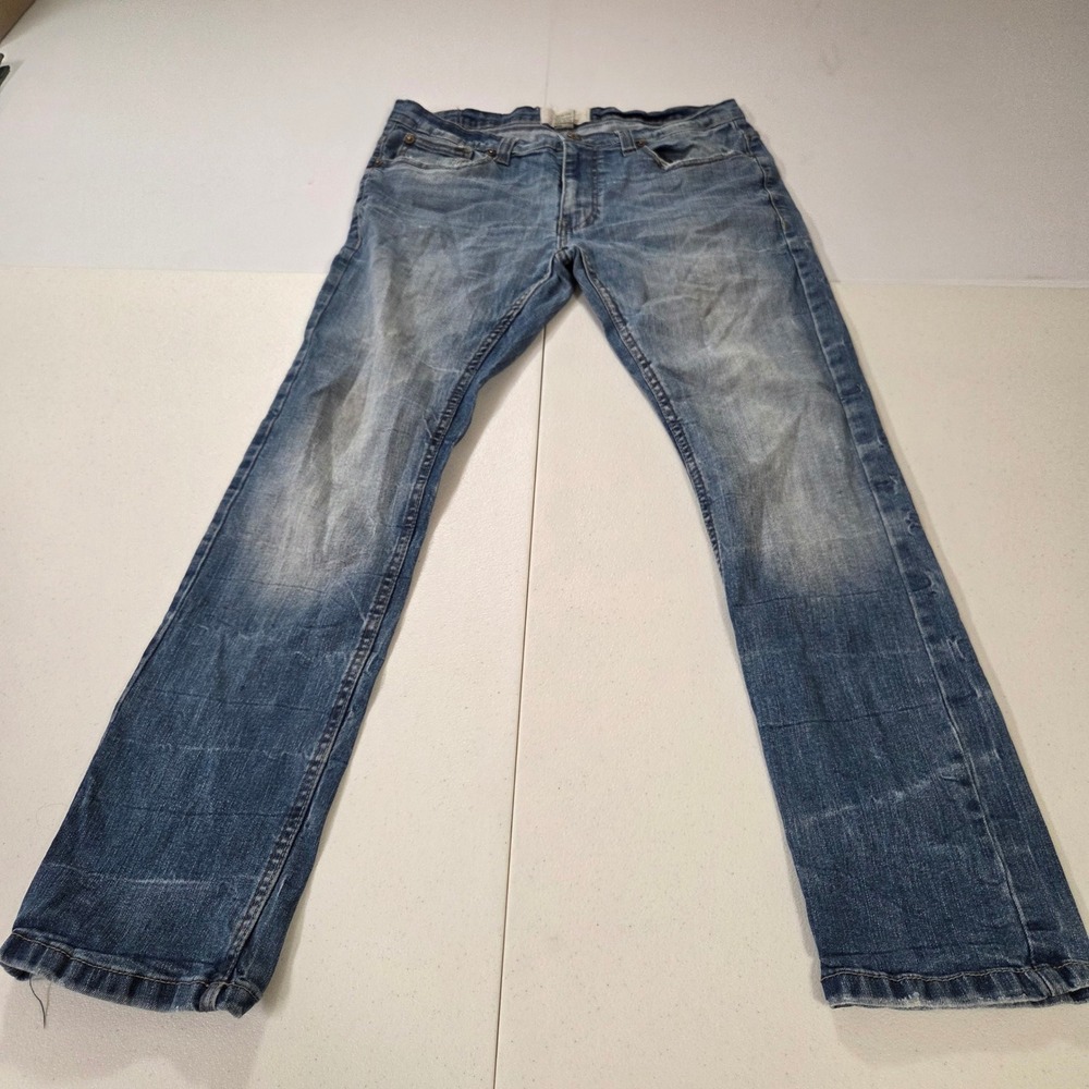 Alexander Julian Mens 32x30 Slim Straight Jeans Medium Wash Faded A09H6CS